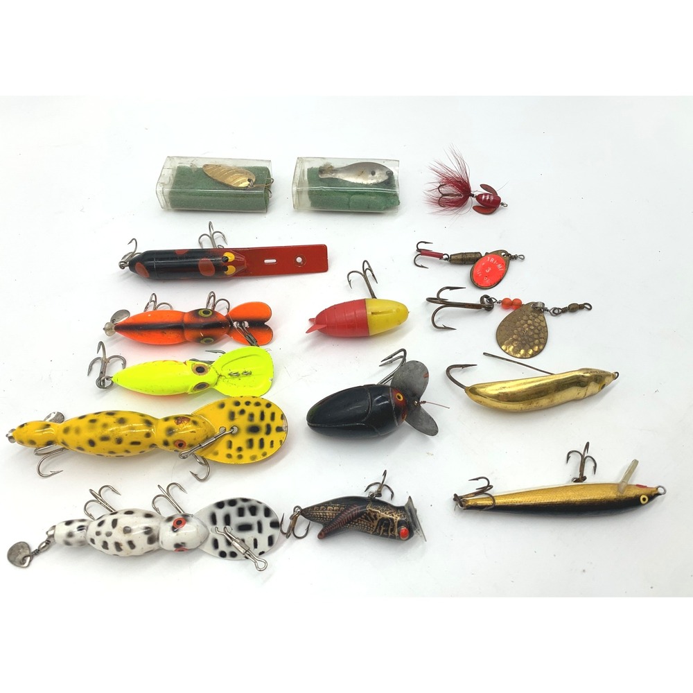 15pc Vintage Garcia Nungesser Fishing Lure Lot Mixed Hard Baits Spoons Spinners